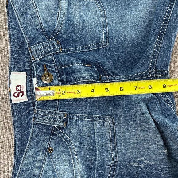 Vintage SO Bell Bottom Denim Jeans Women's 5 Blue Distressed Hippie Boho VTG - Picture 12 of 15